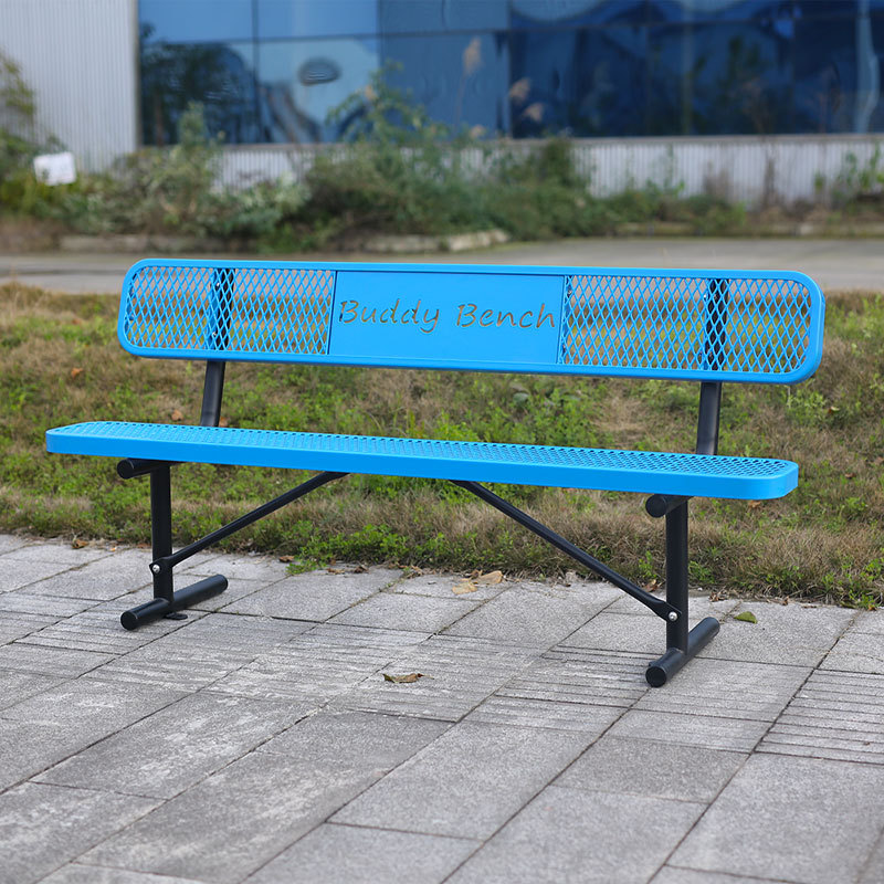 Dog Park Bench - 6ft Blue Paw Print Desig