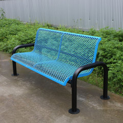 Steel Bench - 6ft Blue Outdoor with Backrest