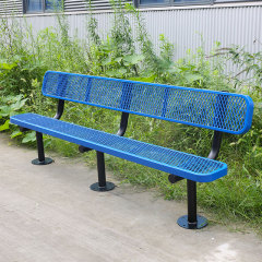 Outdoor Bench - 8ft Surface Mount Steel with Back