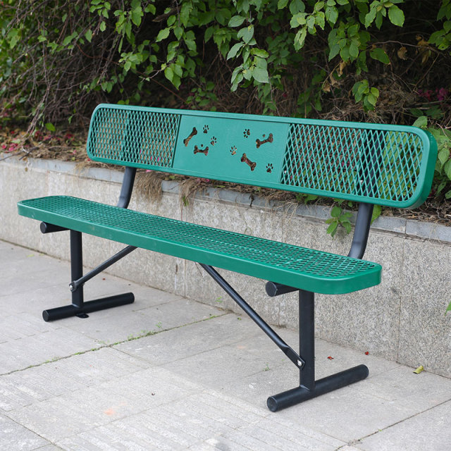 Commercial Dog Park Bench - 6ft Durable Green Outdoor Bench