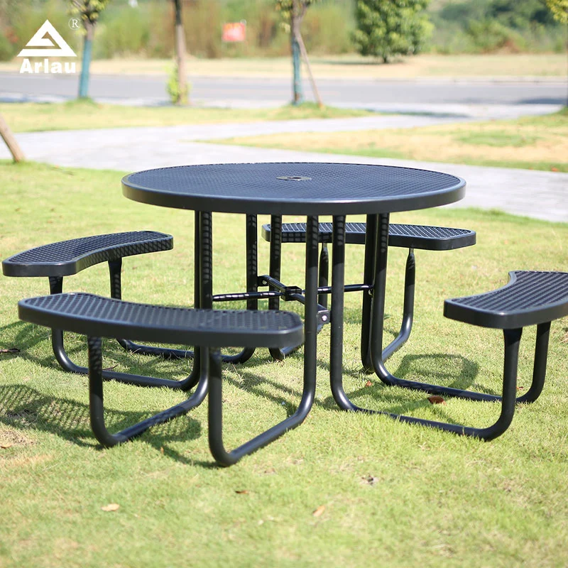 Round Commercial Picnic Table - 46 Inch All-Weather Steel Design