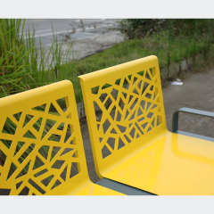 Geometric Steel Public Seating Bench - Durable Outdoor Chair - yalau