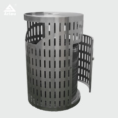 Stainless Steel Trash Can - Laser-Cut Patterned Outdoor Trash Can