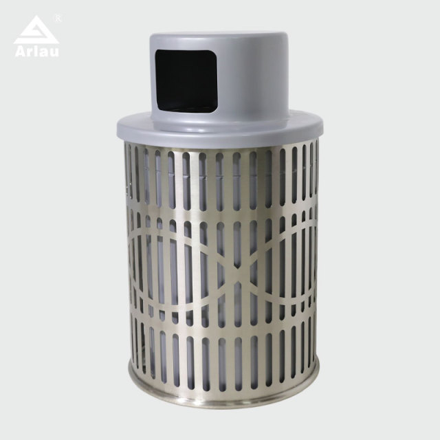 Stainless Steel Trash Can - Die-Stamped Lid, 36-Gallon Outdoor Bin