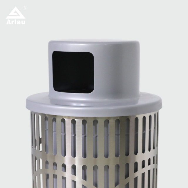 Stainless Steel Trash Can - Die-Stamped Lid, 36-Gallon Outdoor Bin