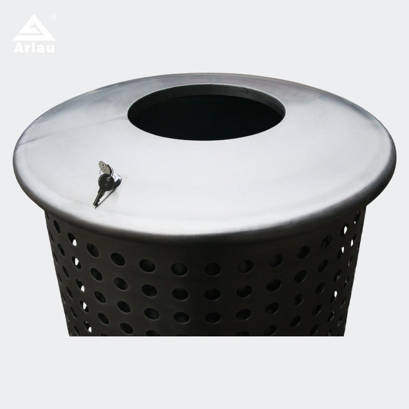 Perforated Stainless Steel Trash Can - Round Outdoor Design by Arlau