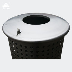 Perforated Stainless Steel Trash Can - Round Outdoor Design by Arlau