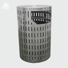 Stainless Steel Trash Can - Laser-Cut Patterned Outdoor Trash Can