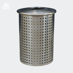 Perforated Stainless Steel Trash Can - Round Outdoor Design by Arlau