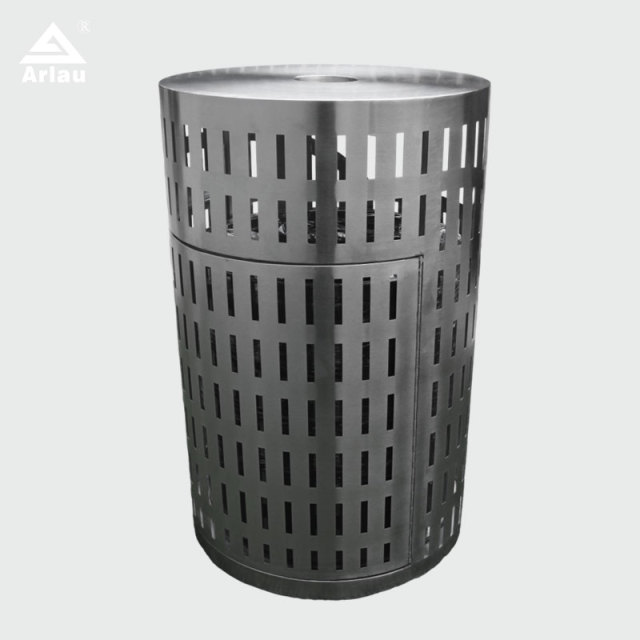Stainless Steel Trash Can - Laser-Cut Patterned Outdoor Trash Can