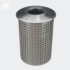 Perforated Stainless Steel Trash Can - Round Outdoor Design by Arlau
