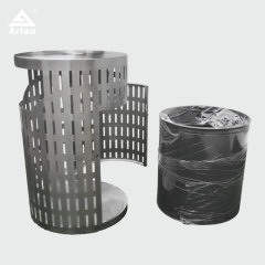 Stainless Steel Trash Can - Laser-Cut Patterned Outdoor Trash Can