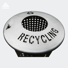 Perforated Stainless Steel Trash Can - Round Outdoor Design by Arlau