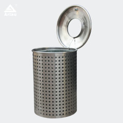 Perforated Stainless Steel Trash Can - Round Outdoor Design by Arlau