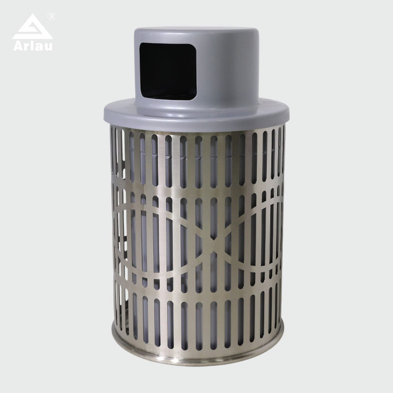 Stainless Steel Trash Can - Die-Stamped Lid, 36-Gallon Outdoor Bin