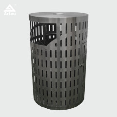 Stainless Steel Trash Can - Laser-Cut Patterned Outdoor Trash Can