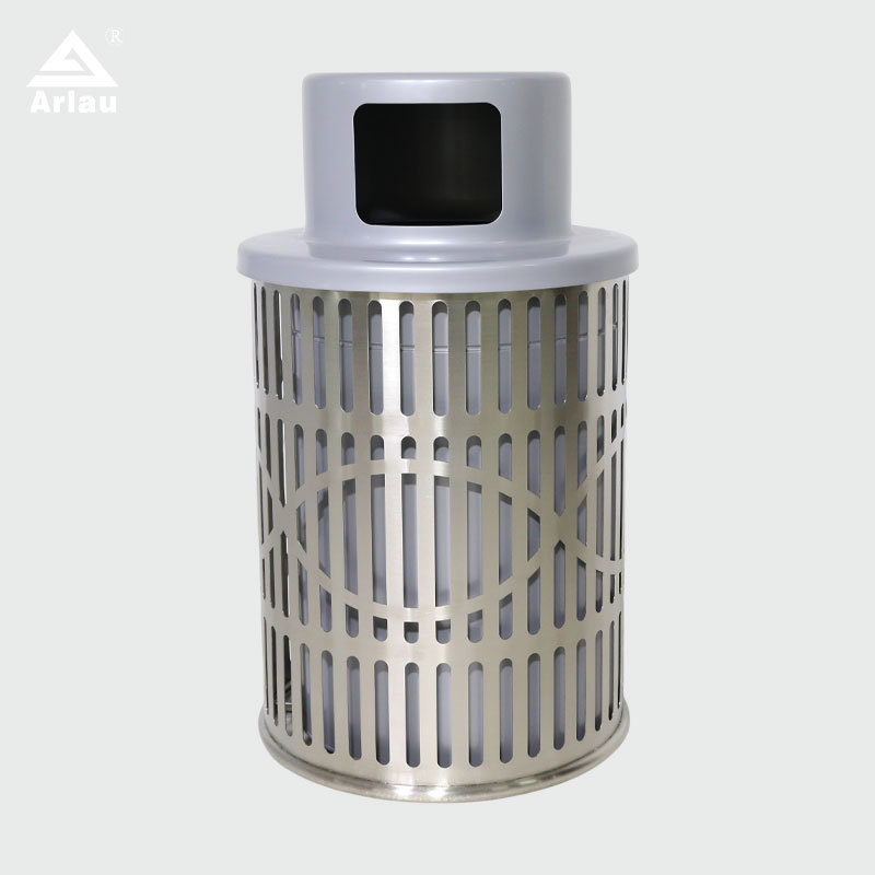 Stainless Steel Trash Can - Die-Stamped Lid, 36-Gallon Outdoor Bin