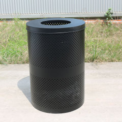 Perforated Outdoor Trash Can - 36-Gallon Vented Design by