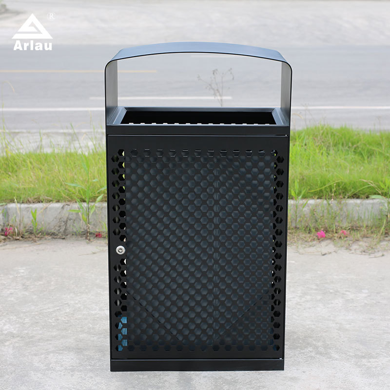 Square Outdoor Trash Can - 60-Gallon Capacity , Vandal-Resistant
