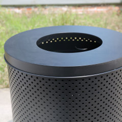 Perforated Outdoor Trash Can - 36-Gallon Vented Design by