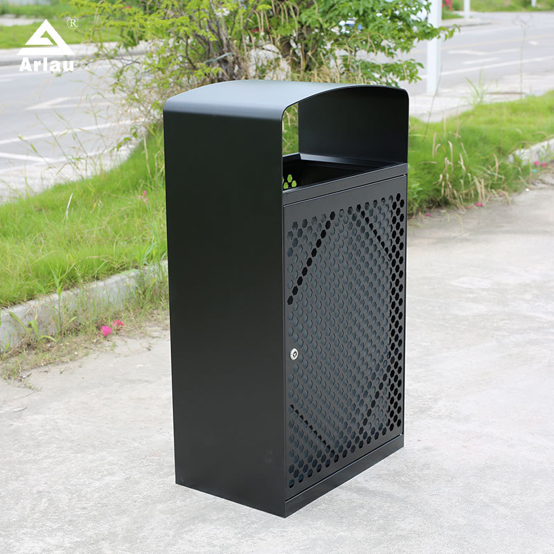 Square Outdoor Trash Can - 60-Gallon Capacity , Vandal-Resistant