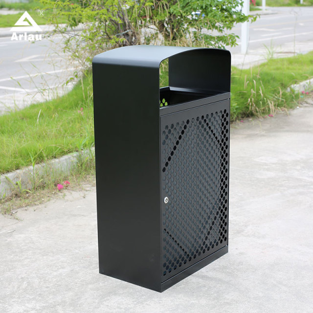 Square Outdoor Trash Can - 60-Gallon Capacity , Vandal-Resistant