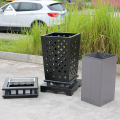 European Style Metal Trash Can - Hollow Pattern Design