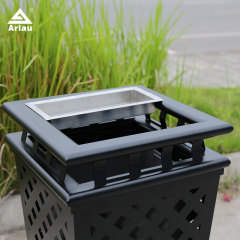 European Style Metal Trash Can - Hollow Pattern Design
