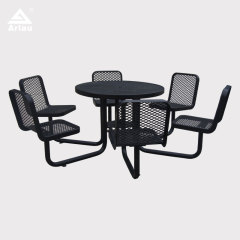 46 Inch Round Picnic Table - 6 Seat Metal Mesh Outdoor Table