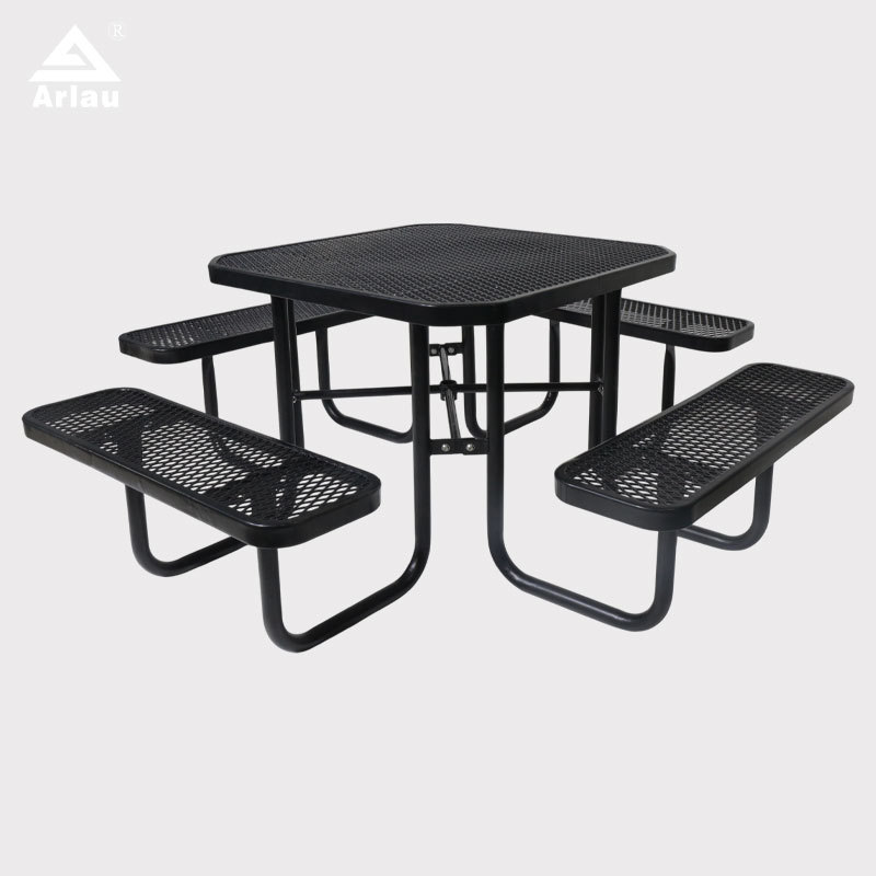 yalau - 46 Inch Heavy-Duty Square Picnic Table Black
