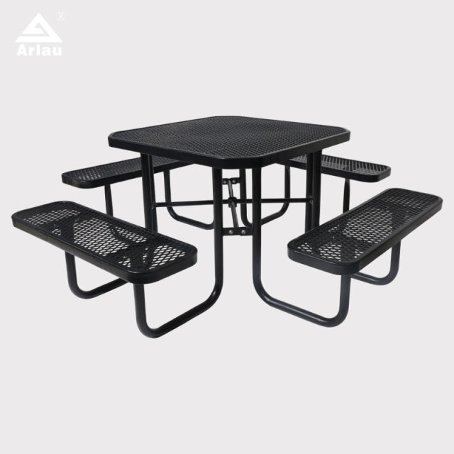 yalau - 46 Inch Heavy-Duty Square Picnic Table Black