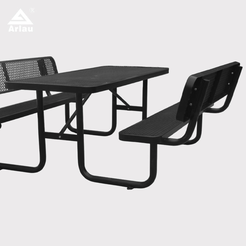 Rectangular Picnic Table with Backrest Metal Mesh 6ft Arlau