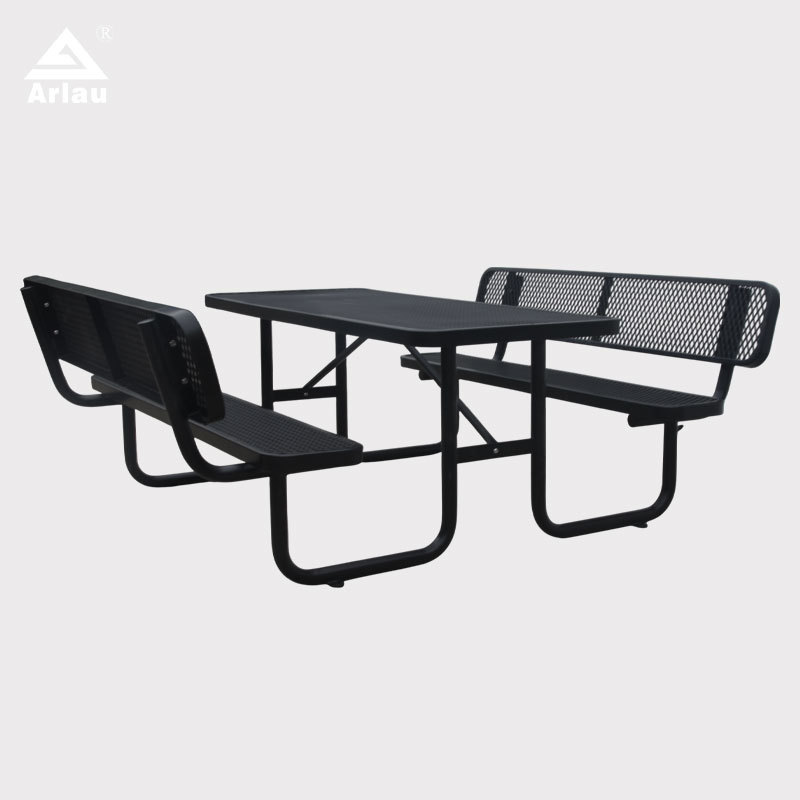 Rectangular Picnic Table with Backrest Metal Mesh 6ft Arlau
