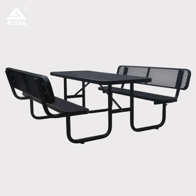 Rectangular Picnic Table with Backrest Metal Mesh 6ft Arlau