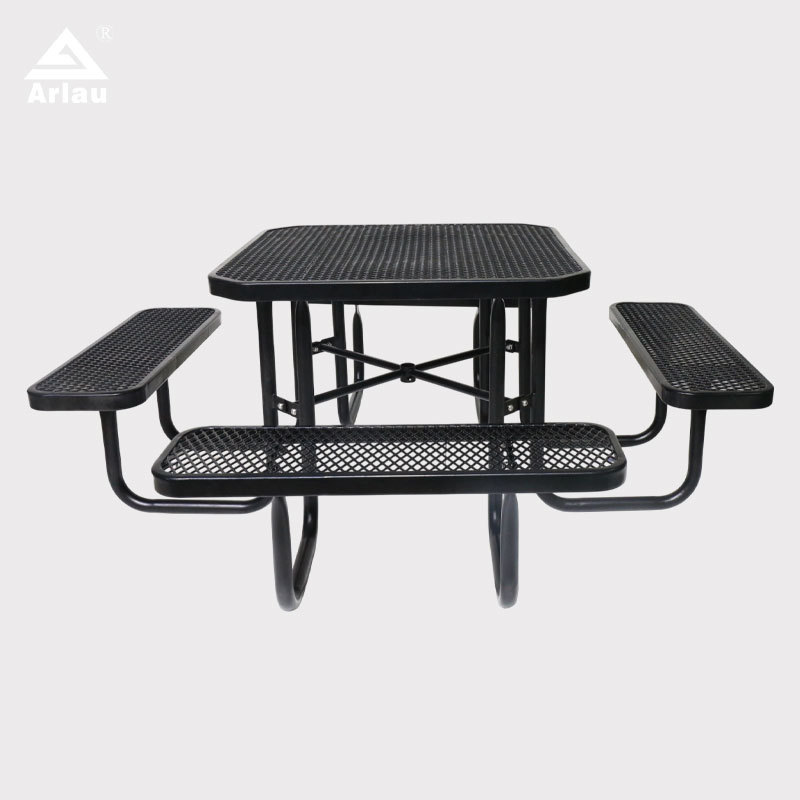 yalau - 46 Inch Heavy-Duty Square Picnic Table Black