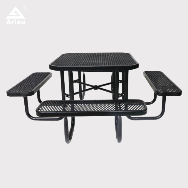 yalau - 46 Inch Heavy-Duty Square Picnic Table Black