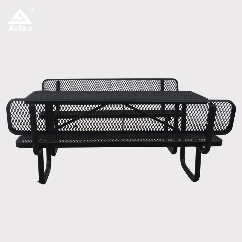 Rectangular Picnic Table with Backrest Metal Mesh 6ft Arlau
