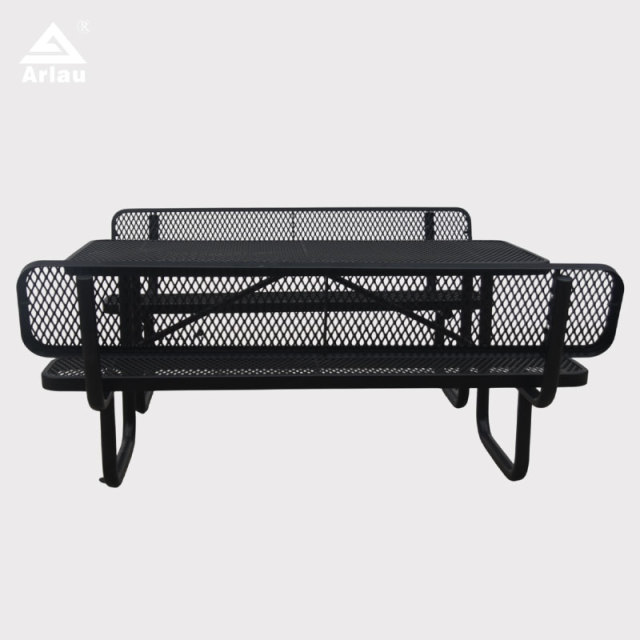 Rectangular Picnic Table with Backrest Metal Mesh 6ft Arlau