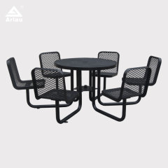 46 Inch Round Picnic Table - 6 Seat Metal Mesh Outdoor Table