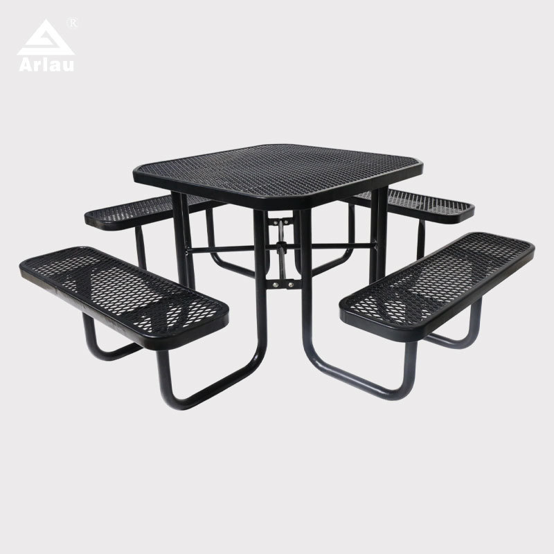 yalau - 46 Inch Heavy-Duty Square Picnic Table Black