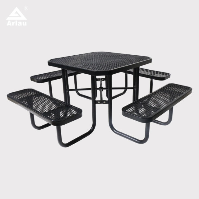 yalau - 46 Inch Heavy-Duty Square Picnic Table Black