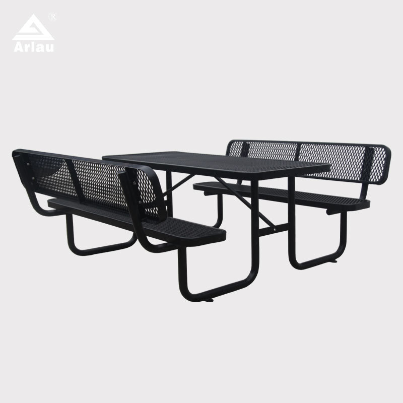 Rectangular Picnic Table with Backrest Metal Mesh 6ft Arlau
