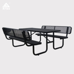 Rectangular Picnic Table with Backrest Metal Mesh 6ft Arlau