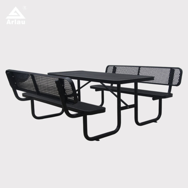 Rectangular Picnic Table with Backrest Metal Mesh 6ft Arlau