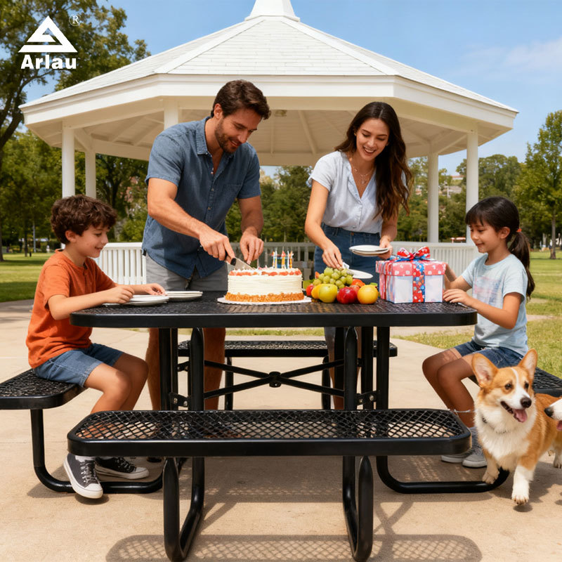 yalau - 46 Inch Heavy-Duty Square Picnic Table Black