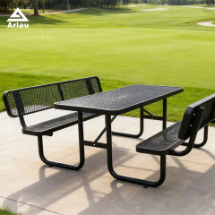 Rectangular Picnic Table with Backrest Metal Mesh 6ft Arlau
