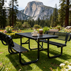 Rectangular Picnic Table with Backrest Metal Mesh 6ft Arlau