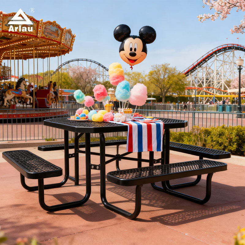 yalau - 46 Inch Heavy-Duty Square Picnic Table Black
