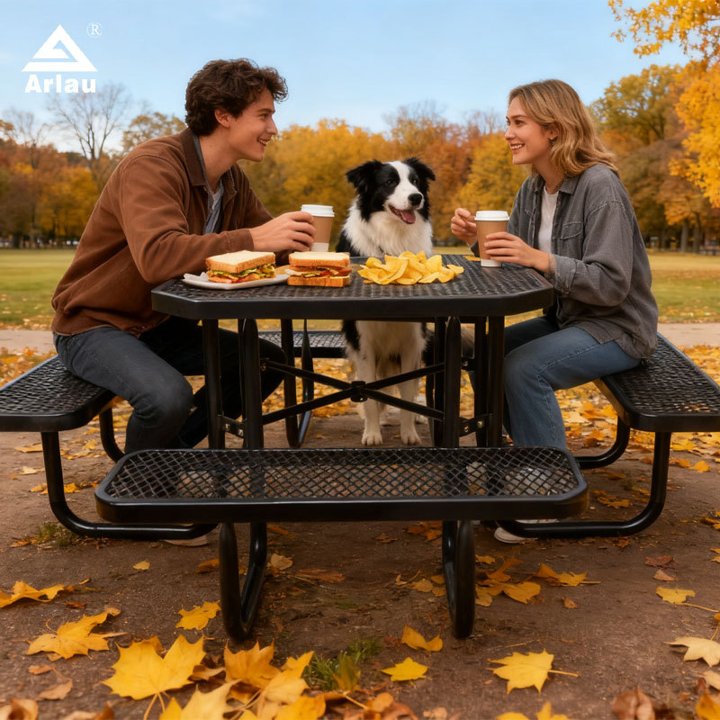 yalau - 46 Inch Heavy-Duty Square Picnic Table Black