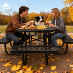 yalau - 46 Inch Heavy-Duty Square Picnic Table Black